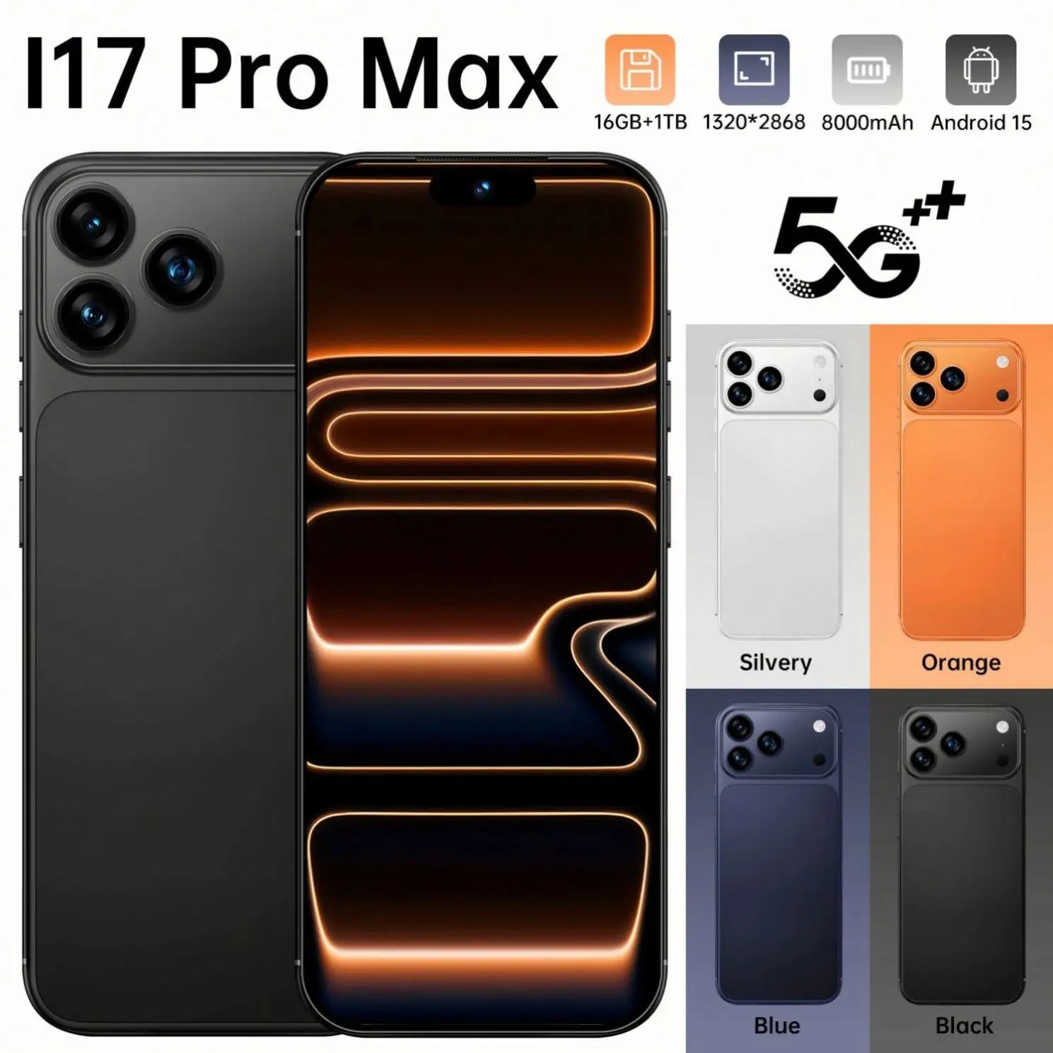 i17 Pro Max Unlocked 5G Android Smartphone